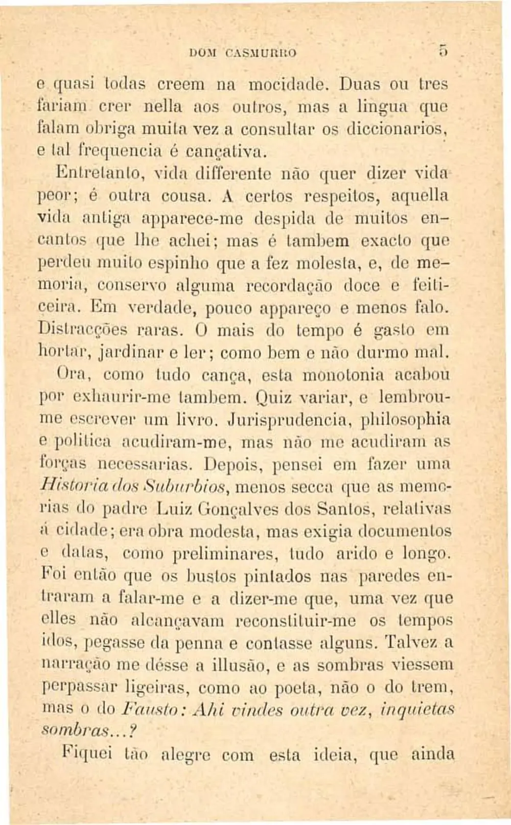 Scanned page from Machado de Assis’s Dom Casmurro, 1899