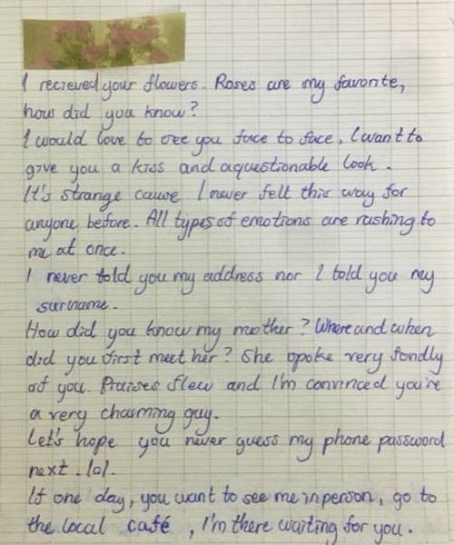 Handwritten letter on lined paper
