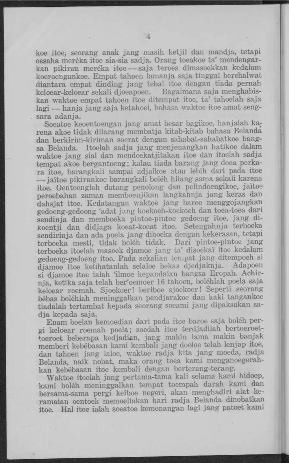 Scanned page from Kartini’s 1922 Indonesian book Habis Gelap Terbitlah Terang